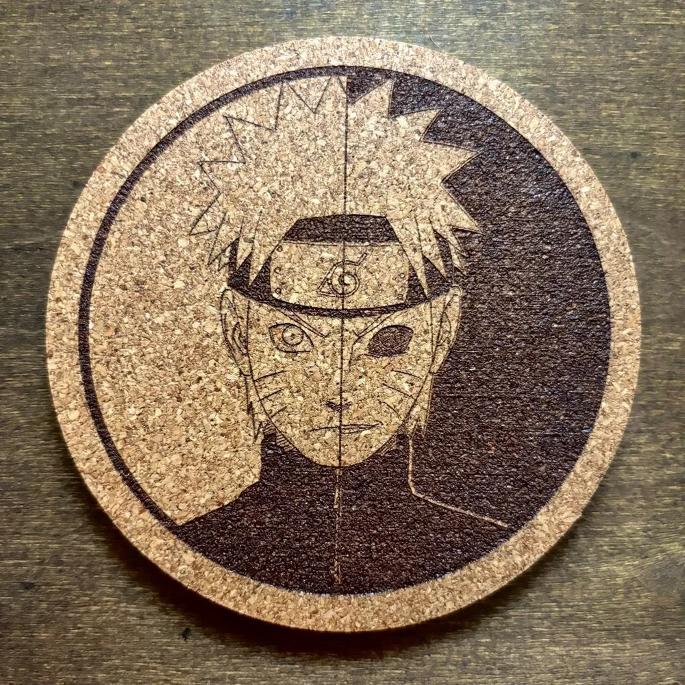 Naruto Dark Naruto Laser Engraved Cork Coaster